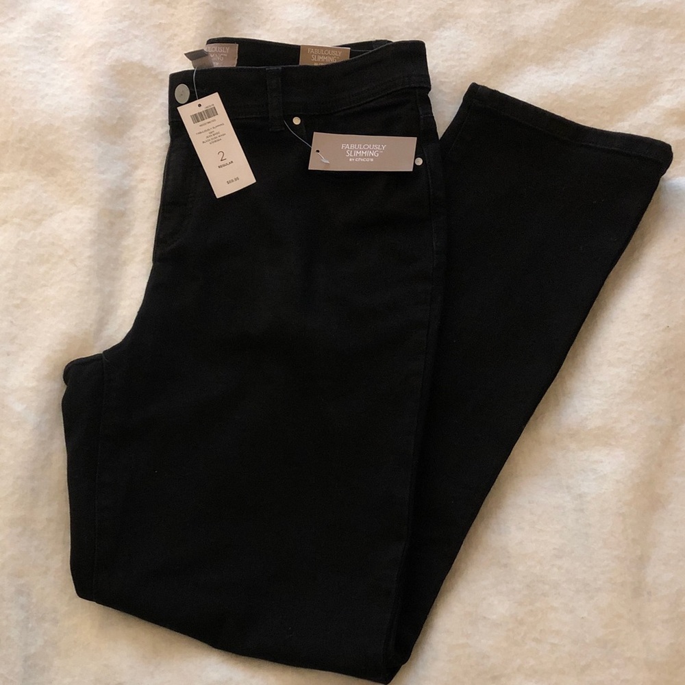 Chicos Fabulously Slimming Black Dusk Wash Jeans Size 2 Regular New with Tags